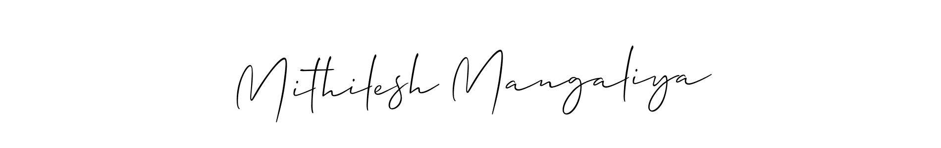 Use a signature maker to create a handwritten signature online. With this signature software, you can design (Allison_Script) your own signature for name Mithilesh Mangaliya. Mithilesh Mangaliya signature style 2 images and pictures png