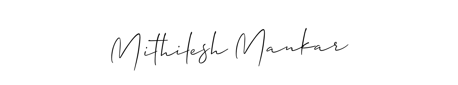 if you are searching for the best signature style for your name Mithilesh Mankar. so please give up your signature search. here we have designed multiple signature styles  using Allison_Script. Mithilesh Mankar signature style 2 images and pictures png