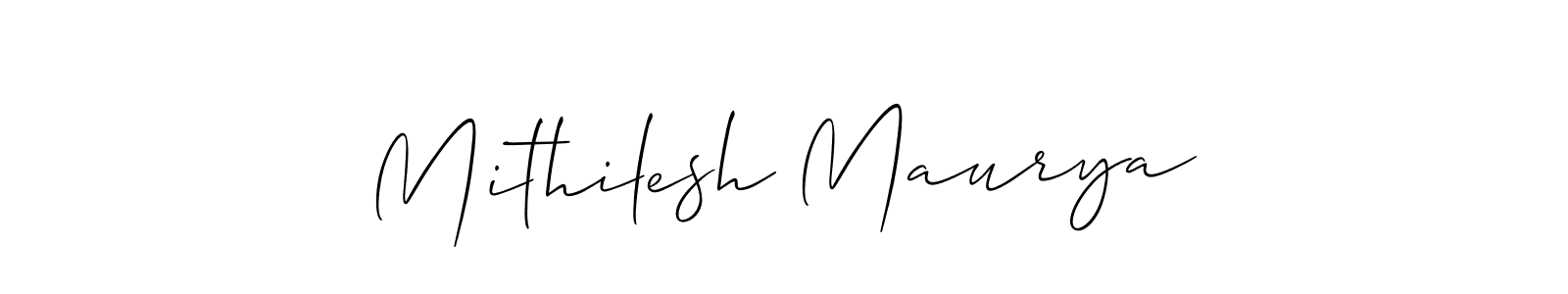 The best way (Allison_Script) to make a short signature is to pick only two or three words in your name. The name Mithilesh Maurya include a total of six letters. For converting this name. Mithilesh Maurya signature style 2 images and pictures png