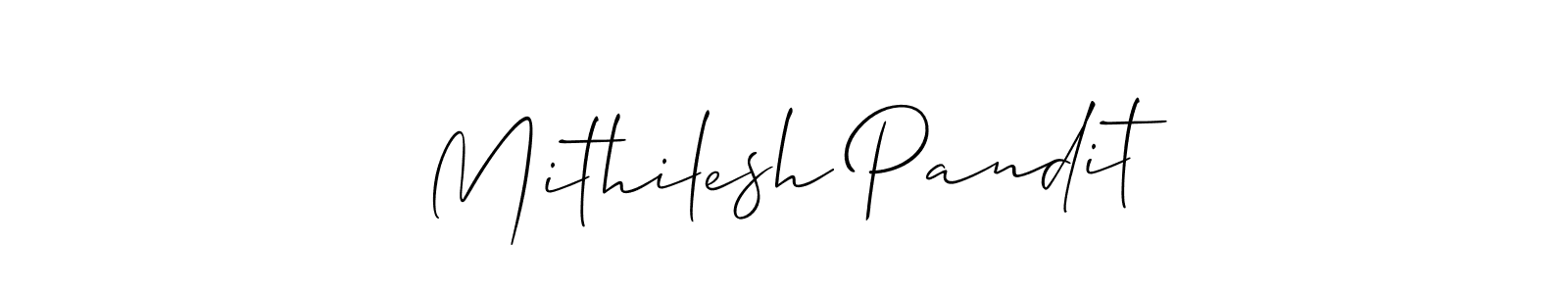 Allison_Script is a professional signature style that is perfect for those who want to add a touch of class to their signature. It is also a great choice for those who want to make their signature more unique. Get Mithilesh Pandit name to fancy signature for free. Mithilesh Pandit signature style 2 images and pictures png