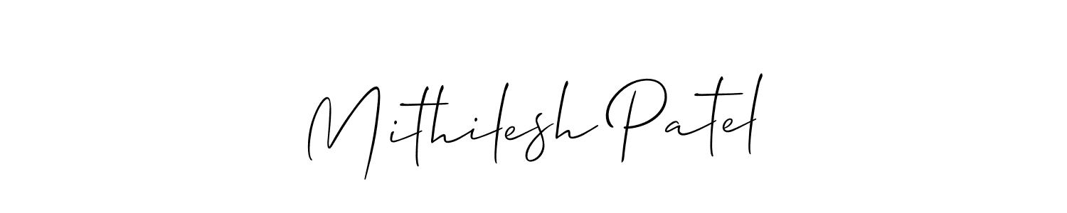 The best way (Allison_Script) to make a short signature is to pick only two or three words in your name. The name Mithilesh Patel include a total of six letters. For converting this name. Mithilesh Patel signature style 2 images and pictures png