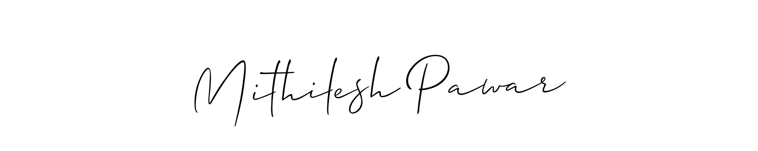 This is the best signature style for the Mithilesh Pawar name. Also you like these signature font (Allison_Script). Mix name signature. Mithilesh Pawar signature style 2 images and pictures png