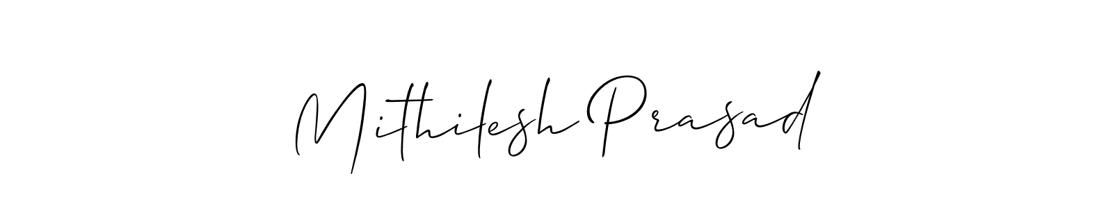 This is the best signature style for the Mithilesh Prasad name. Also you like these signature font (Allison_Script). Mix name signature. Mithilesh Prasad signature style 2 images and pictures png