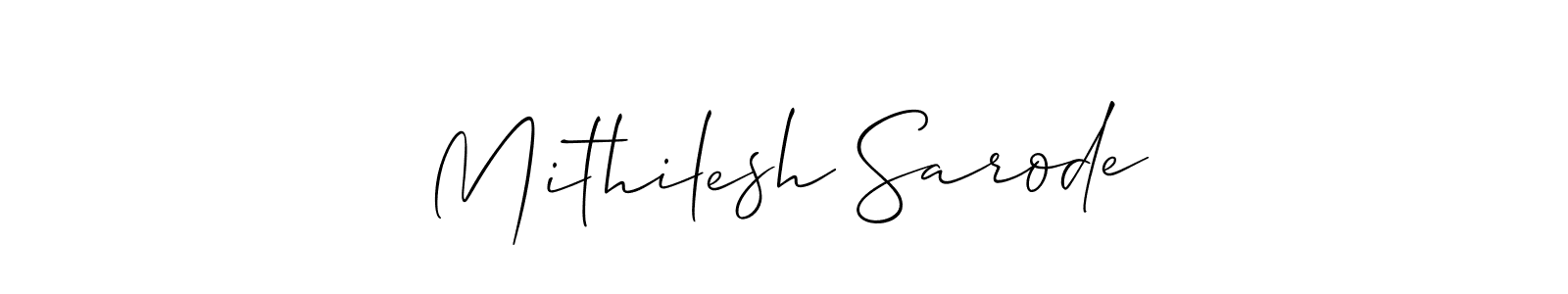 Make a beautiful signature design for name Mithilesh Sarode. With this signature (Allison_Script) style, you can create a handwritten signature for free. Mithilesh Sarode signature style 2 images and pictures png
