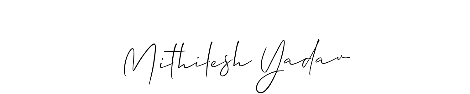 Allison_Script is a professional signature style that is perfect for those who want to add a touch of class to their signature. It is also a great choice for those who want to make their signature more unique. Get Mithilesh Yadav name to fancy signature for free. Mithilesh Yadav signature style 2 images and pictures png