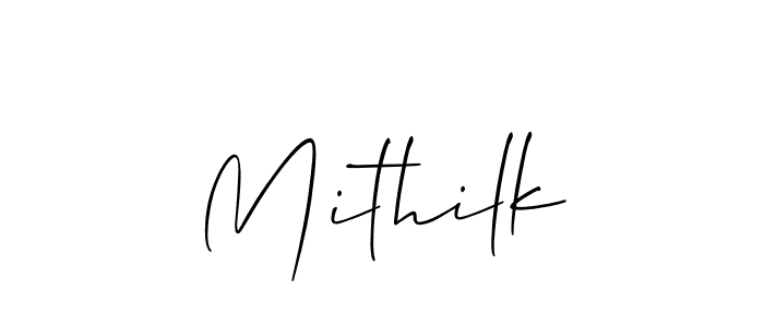 Make a beautiful signature design for name Mithilk. With this signature (Allison_Script) style, you can create a handwritten signature for free. Mithilk signature style 2 images and pictures png