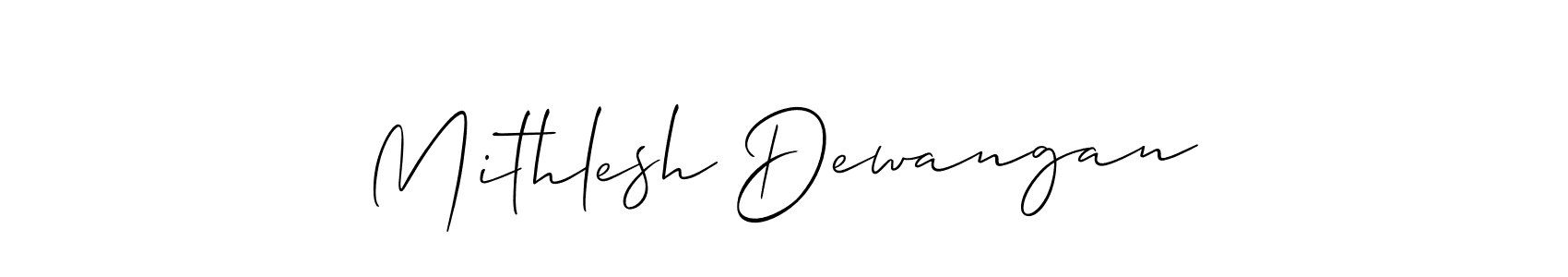 It looks lik you need a new signature style for name Mithlesh Dewangan. Design unique handwritten (Allison_Script) signature with our free signature maker in just a few clicks. Mithlesh Dewangan signature style 2 images and pictures png