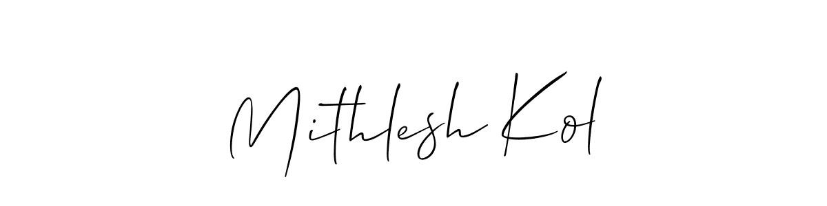 Also we have Mithlesh Kol name is the best signature style. Create professional handwritten signature collection using Allison_Script autograph style. Mithlesh Kol signature style 2 images and pictures png