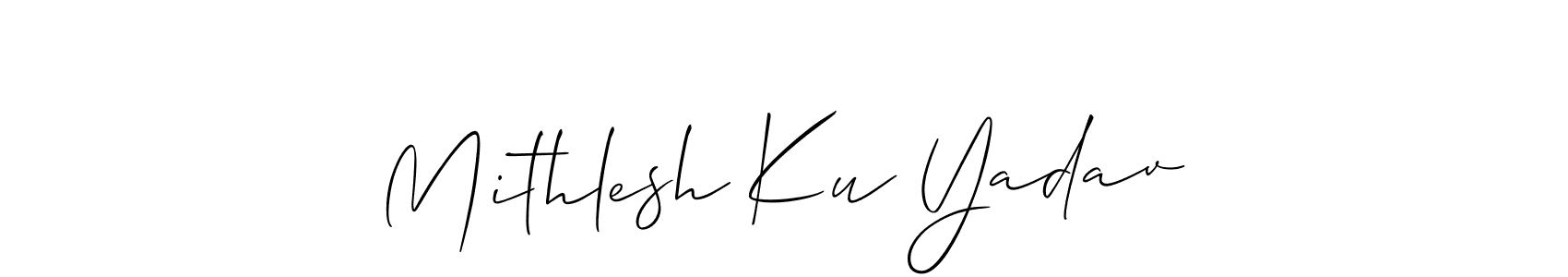 You should practise on your own different ways (Allison_Script) to write your name (Mithlesh Ku Yadav) in signature. don't let someone else do it for you. Mithlesh Ku Yadav signature style 2 images and pictures png