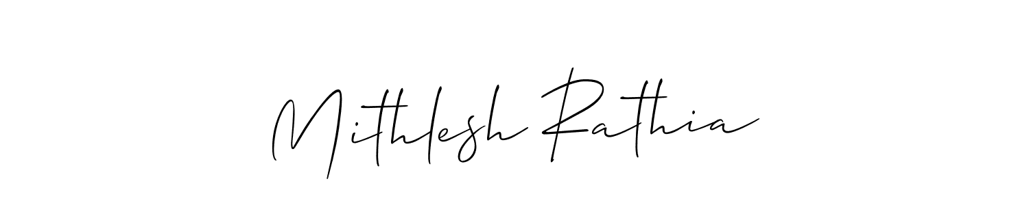 How to make Mithlesh Rathia name signature. Use Allison_Script style for creating short signs online. This is the latest handwritten sign. Mithlesh Rathia signature style 2 images and pictures png