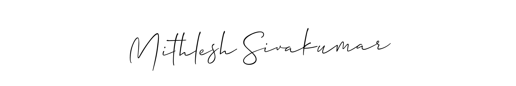How to make Mithlesh Sivakumar name signature. Use Allison_Script style for creating short signs online. This is the latest handwritten sign. Mithlesh Sivakumar signature style 2 images and pictures png