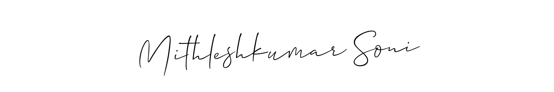 How to Draw Mithleshkumar Soni signature style? Allison_Script is a latest design signature styles for name Mithleshkumar Soni. Mithleshkumar Soni signature style 2 images and pictures png