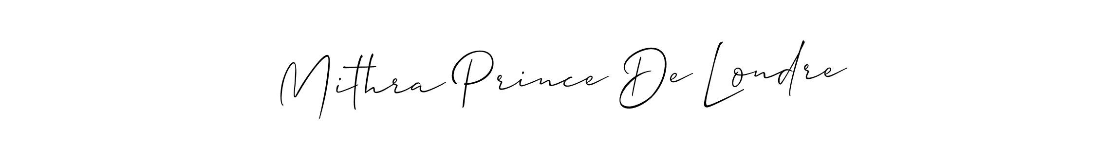 Allison_Script is a professional signature style that is perfect for those who want to add a touch of class to their signature. It is also a great choice for those who want to make their signature more unique. Get Mithra Prince De Londre name to fancy signature for free. Mithra Prince De Londre signature style 2 images and pictures png
