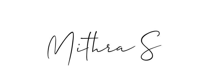 The best way (Allison_Script) to make a short signature is to pick only two or three words in your name. The name Mithra S include a total of six letters. For converting this name. Mithra S signature style 2 images and pictures png