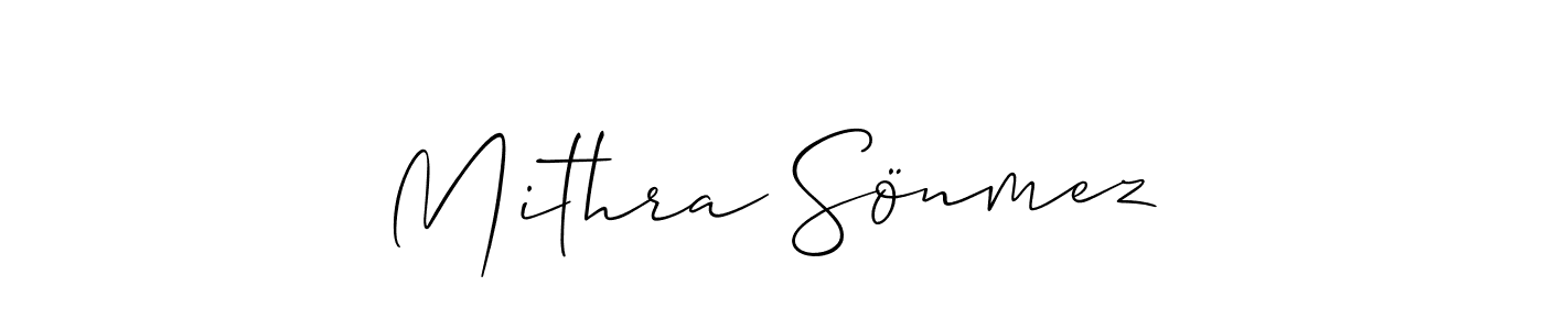 How to make Mithra Sönmez name signature. Use Allison_Script style for creating short signs online. This is the latest handwritten sign. Mithra Sönmez signature style 2 images and pictures png