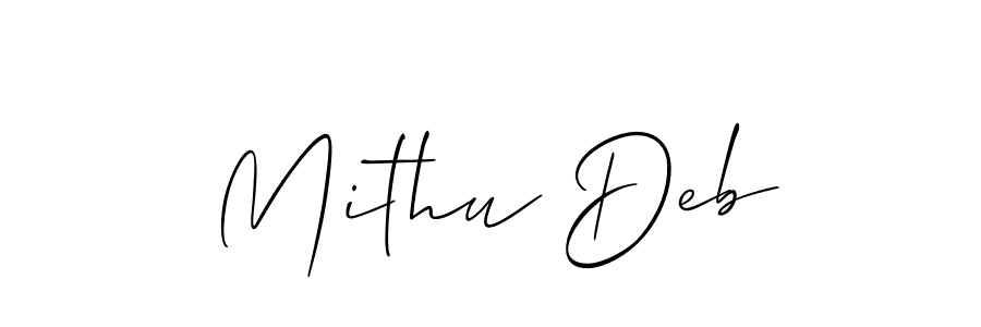 How to make Mithu Deb signature? Allison_Script is a professional autograph style. Create handwritten signature for Mithu Deb name. Mithu Deb signature style 2 images and pictures png