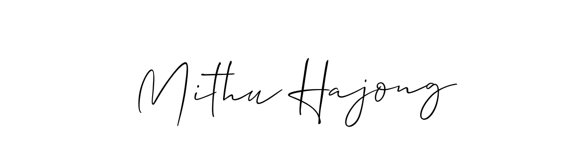 Allison_Script is a professional signature style that is perfect for those who want to add a touch of class to their signature. It is also a great choice for those who want to make their signature more unique. Get Mithu Hajong name to fancy signature for free. Mithu Hajong signature style 2 images and pictures png