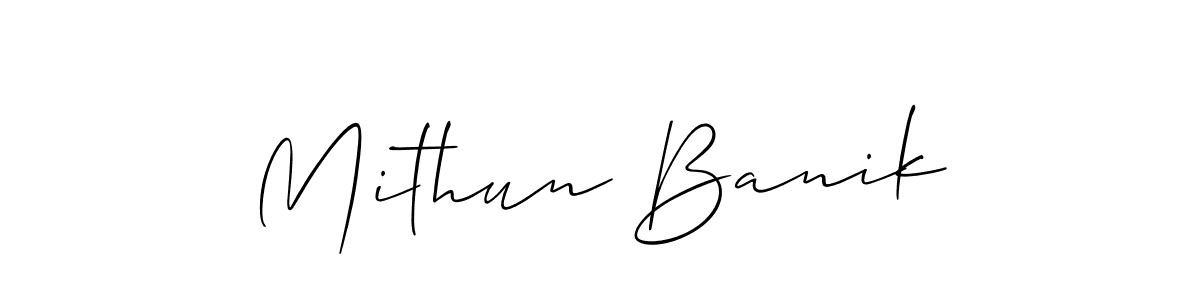 Allison_Script is a professional signature style that is perfect for those who want to add a touch of class to their signature. It is also a great choice for those who want to make their signature more unique. Get Mithun Banik name to fancy signature for free. Mithun Banik signature style 2 images and pictures png