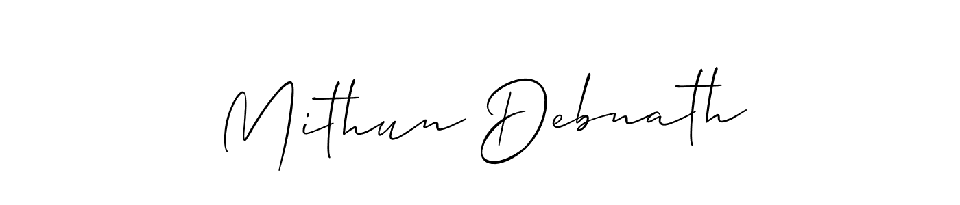 Use a signature maker to create a handwritten signature online. With this signature software, you can design (Allison_Script) your own signature for name Mithun Debnath. Mithun Debnath signature style 2 images and pictures png
