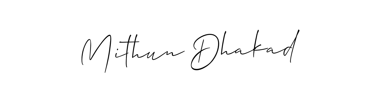 How to make Mithun Dhakad name signature. Use Allison_Script style for creating short signs online. This is the latest handwritten sign. Mithun Dhakad signature style 2 images and pictures png