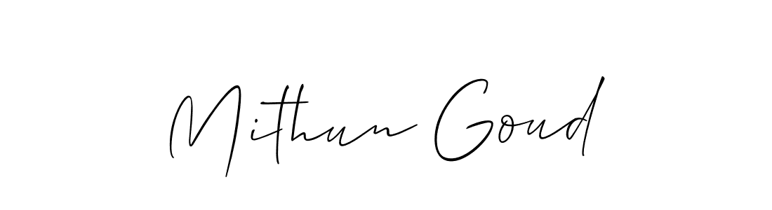 Also we have Mithun Goud name is the best signature style. Create professional handwritten signature collection using Allison_Script autograph style. Mithun Goud signature style 2 images and pictures png