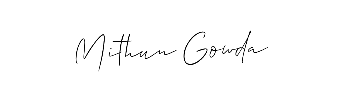 Use a signature maker to create a handwritten signature online. With this signature software, you can design (Allison_Script) your own signature for name Mithun Gowda. Mithun Gowda signature style 2 images and pictures png