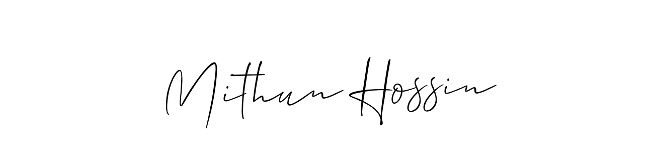 Create a beautiful signature design for name Mithun Hossin. With this signature (Allison_Script) fonts, you can make a handwritten signature for free. Mithun Hossin signature style 2 images and pictures png