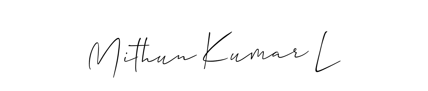 See photos of Mithun Kumar L official signature by Spectra . Check more albums & portfolios. Read reviews & check more about Allison_Script font. Mithun Kumar L signature style 2 images and pictures png