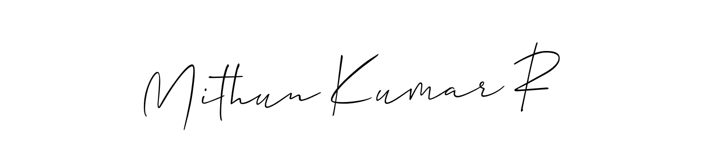 Create a beautiful signature design for name Mithun Kumar R. With this signature (Allison_Script) fonts, you can make a handwritten signature for free. Mithun Kumar R signature style 2 images and pictures png