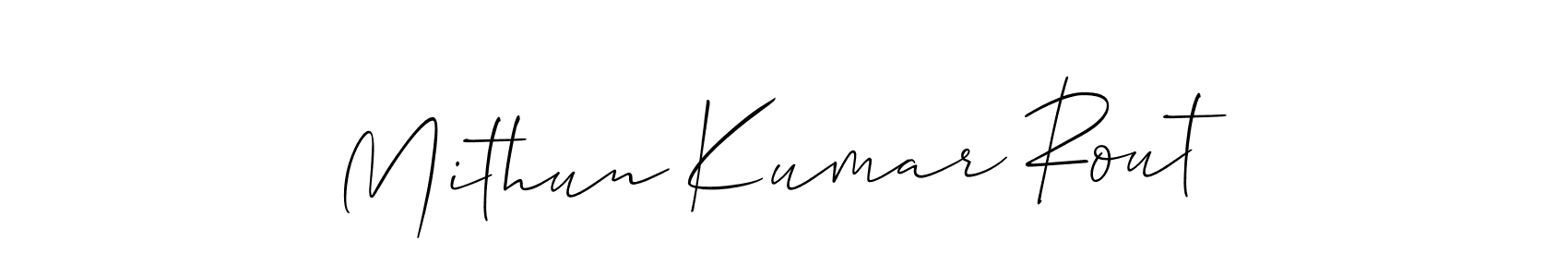 Make a beautiful signature design for name Mithun Kumar Rout. With this signature (Allison_Script) style, you can create a handwritten signature for free. Mithun Kumar Rout signature style 2 images and pictures png