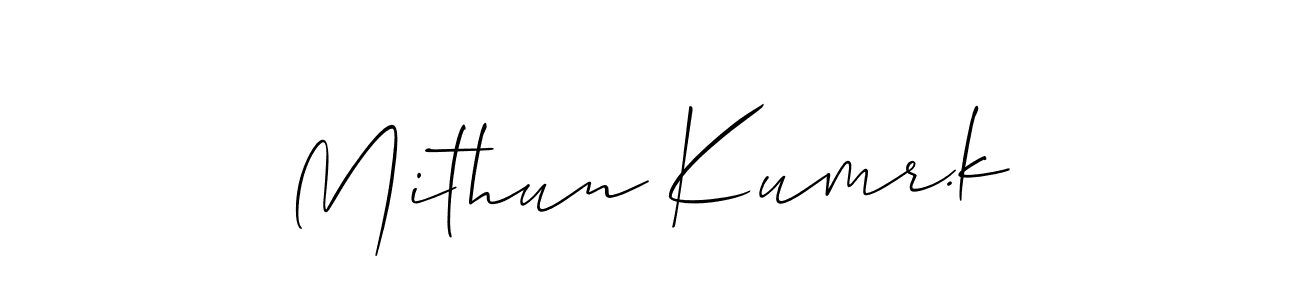 Make a short Mithun Kumr.k signature style. Manage your documents anywhere anytime using Allison_Script. Create and add eSignatures, submit forms, share and send files easily. Mithun Kumr.k signature style 2 images and pictures png