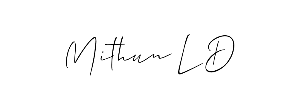 Also we have Mithun L D name is the best signature style. Create professional handwritten signature collection using Allison_Script autograph style. Mithun L D signature style 2 images and pictures png