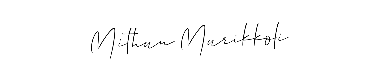 It looks lik you need a new signature style for name Mithun Murikkoli. Design unique handwritten (Allison_Script) signature with our free signature maker in just a few clicks. Mithun Murikkoli signature style 2 images and pictures png