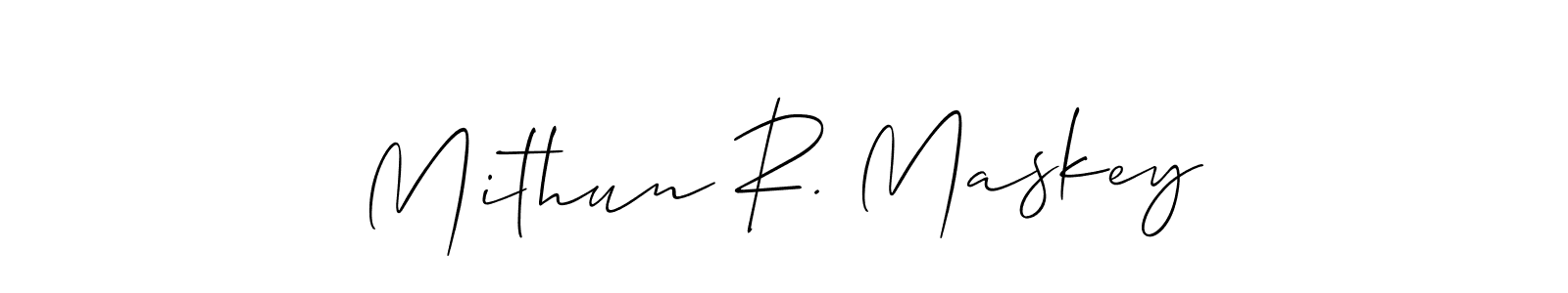 Allison_Script is a professional signature style that is perfect for those who want to add a touch of class to their signature. It is also a great choice for those who want to make their signature more unique. Get Mithun R. Maskey name to fancy signature for free. Mithun R. Maskey signature style 2 images and pictures png