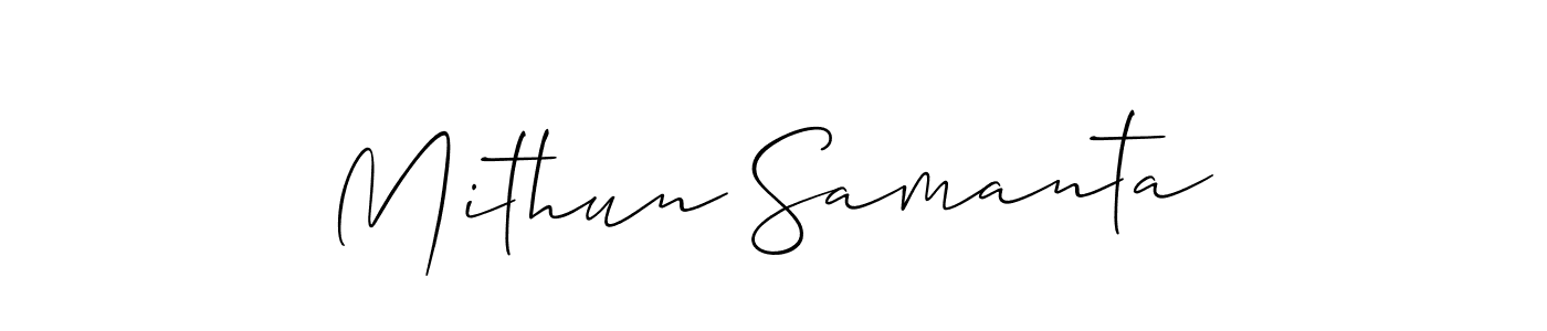 The best way (Allison_Script) to make a short signature is to pick only two or three words in your name. The name Mithun Samanta include a total of six letters. For converting this name. Mithun Samanta signature style 2 images and pictures png