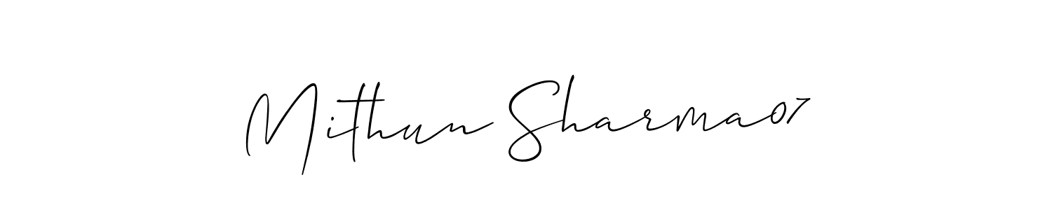 if you are searching for the best signature style for your name Mithun Sharma07. so please give up your signature search. here we have designed multiple signature styles  using Allison_Script. Mithun Sharma07 signature style 2 images and pictures png