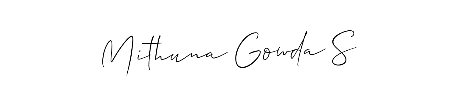 Use a signature maker to create a handwritten signature online. With this signature software, you can design (Allison_Script) your own signature for name Mithuna Gowda S. Mithuna Gowda S signature style 2 images and pictures png