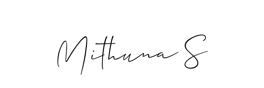 How to make Mithuna S signature? Allison_Script is a professional autograph style. Create handwritten signature for Mithuna S name. Mithuna S signature style 2 images and pictures png