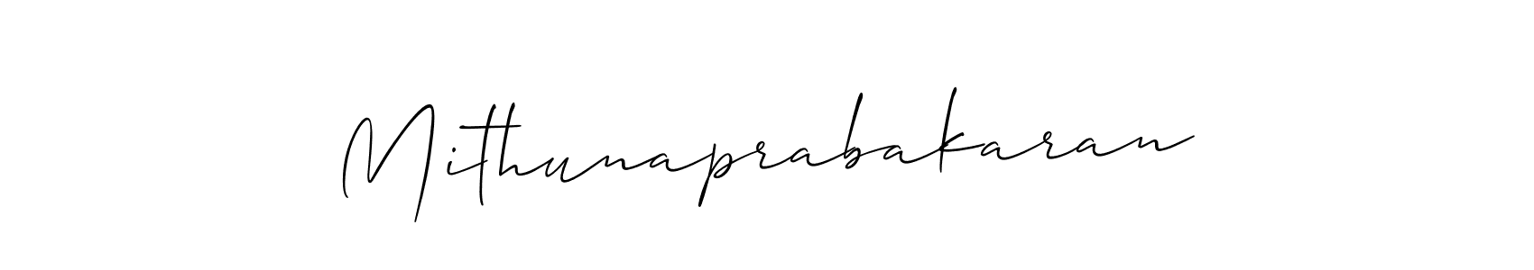 You should practise on your own different ways (Allison_Script) to write your name (Mithunaprabakaran) in signature. don't let someone else do it for you. Mithunaprabakaran signature style 2 images and pictures png