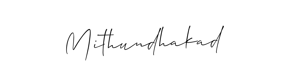 How to make Mithundhakad signature? Allison_Script is a professional autograph style. Create handwritten signature for Mithundhakad name. Mithundhakad signature style 2 images and pictures png