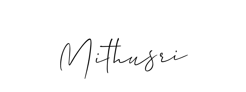 The best way (Allison_Script) to make a short signature is to pick only two or three words in your name. The name Mithusri include a total of six letters. For converting this name. Mithusri signature style 2 images and pictures png