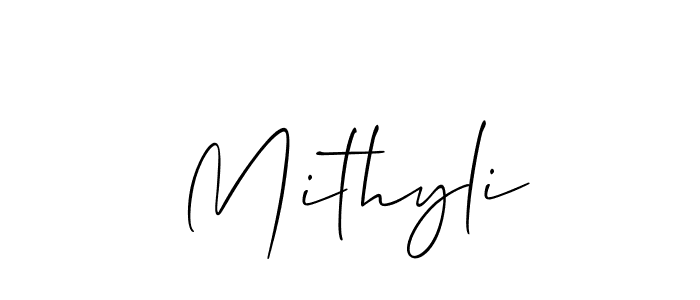 Create a beautiful signature design for name Mithyli. With this signature (Allison_Script) fonts, you can make a handwritten signature for free. Mithyli signature style 2 images and pictures png
