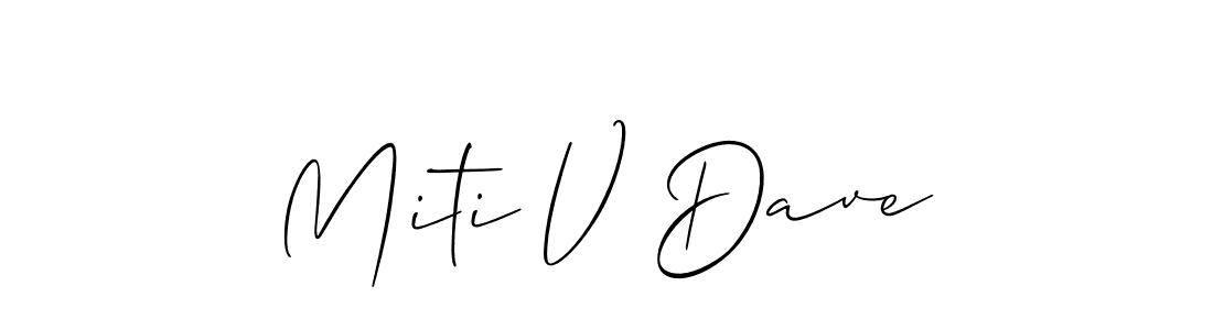 Make a beautiful signature design for name Miti V Dave. With this signature (Allison_Script) style, you can create a handwritten signature for free. Miti V Dave signature style 2 images and pictures png