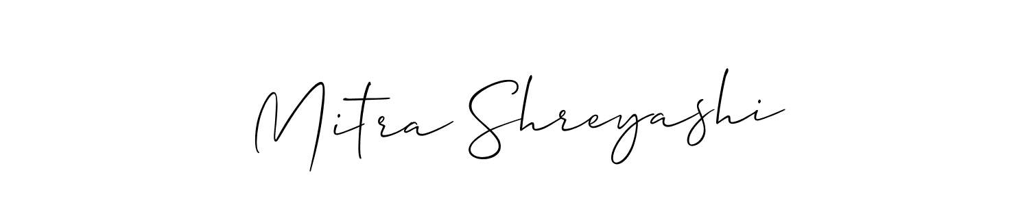 Design your own signature with our free online signature maker. With this signature software, you can create a handwritten (Allison_Script) signature for name Mitra Shreyashi. Mitra Shreyashi signature style 2 images and pictures png