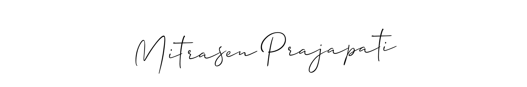Make a beautiful signature design for name Mitrasen Prajapati. With this signature (Allison_Script) style, you can create a handwritten signature for free. Mitrasen Prajapati signature style 2 images and pictures png