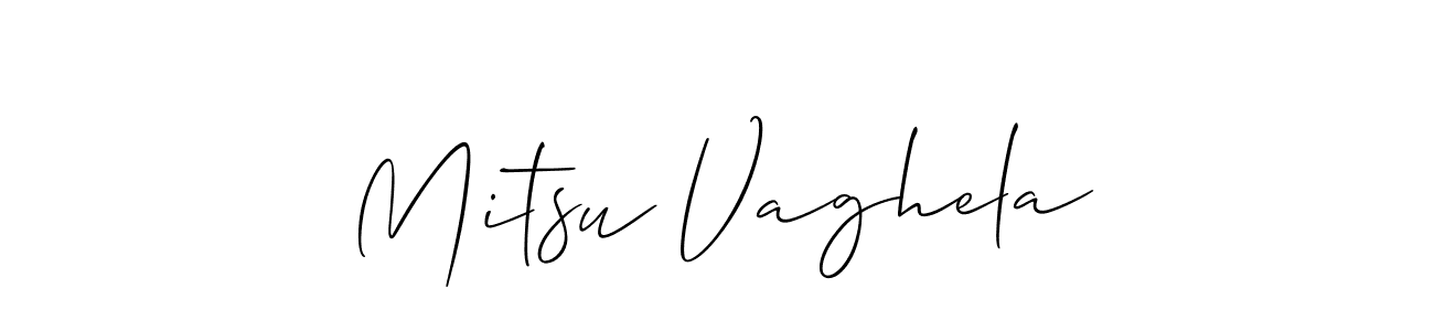 How to make Mitsu Vaghela name signature. Use Allison_Script style for creating short signs online. This is the latest handwritten sign. Mitsu Vaghela signature style 2 images and pictures png