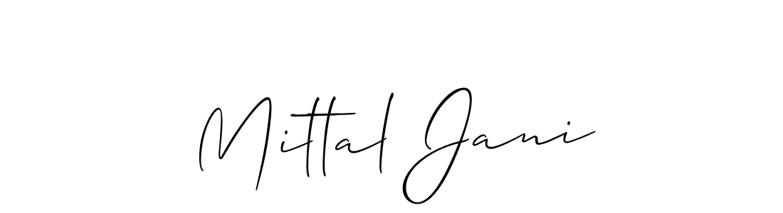 How to make Mittal Jani name signature. Use Allison_Script style for creating short signs online. This is the latest handwritten sign. Mittal Jani signature style 2 images and pictures png