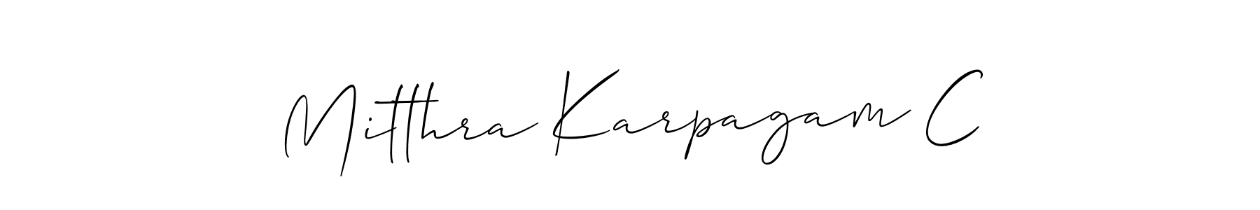Design your own signature with our free online signature maker. With this signature software, you can create a handwritten (Allison_Script) signature for name Mitthra Karpagam C. Mitthra Karpagam C signature style 2 images and pictures png