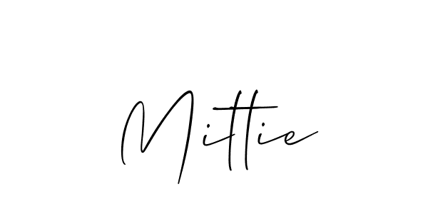 How to make Mittie name signature. Use Allison_Script style for creating short signs online. This is the latest handwritten sign. Mittie signature style 2 images and pictures png