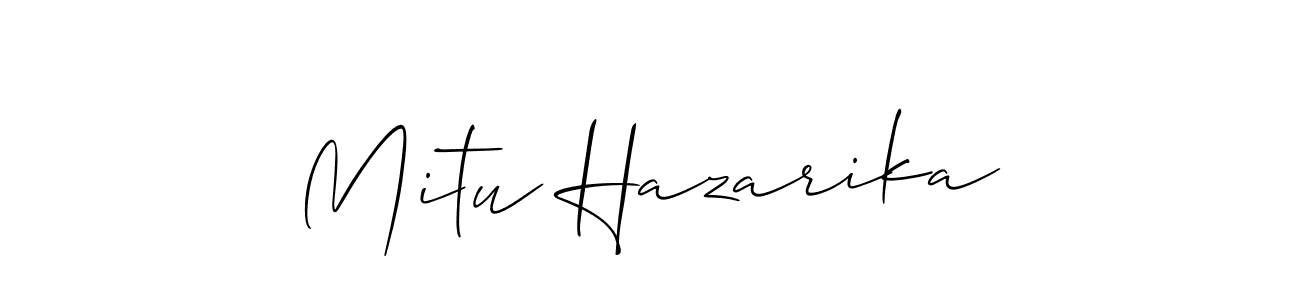 Also we have Mitu Hazarika name is the best signature style. Create professional handwritten signature collection using Allison_Script autograph style. Mitu Hazarika signature style 2 images and pictures png